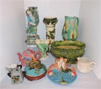 Majolica style lot of 11 pieces