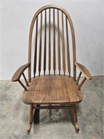 Vintage Windosr Back Oak Rocking Chair