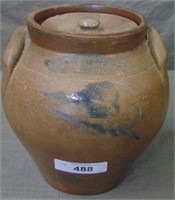 Ovoid Stoneware Jar with lid.