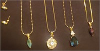 Gold over sterling necklace and pendant lot