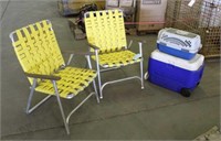 Cooler, (2) Lawn Chairs & Pet Taxi