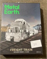 Metal earth steel sculpture freight train