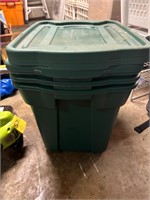 Green Rubbermaid Totes w/lids