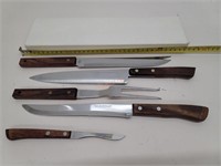 Set of 5 Vintage Wood Handled Knives & Fork