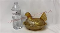 Vintage Indiana Carnival Glass Hen on Nest