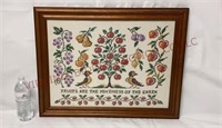 Vintage Framed Hand Embroidered Cross Stitch