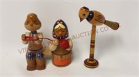 Vintage Beriozka Russian Folk Art Figures & Bird