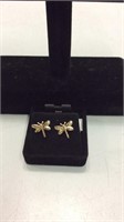 14K Yellow Gold Dragonfly Earrings KJC