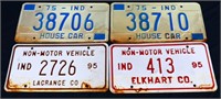 Lot of 4 Indiana license plates