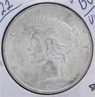 1922 BU/UNC Peace Silver Dollar.