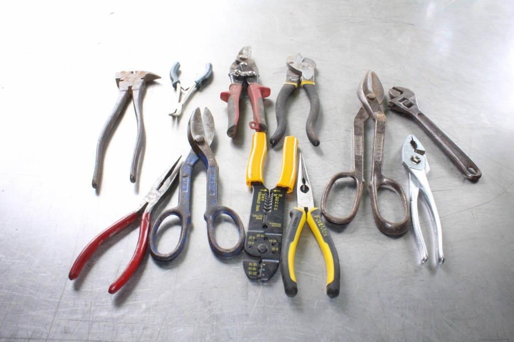 Fencing pliers, tin snips, wire strippers and