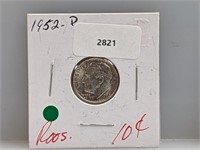 1952 90% Silver Roos Dime