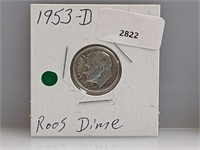 1953-D 90% Silver Roos Dime