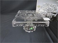 Shannon Crystal Pedestal Cake Plate w/Box- 8" x 8