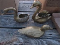 Heavy Brass Duck and Swans Paperweights