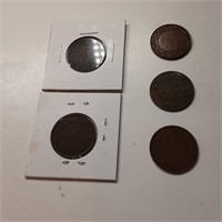 lot of 5 Canada large cents