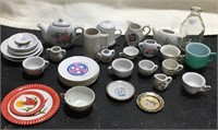 36 Assorted Pieces - China/Metal/Plastic Tea Items
