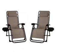 $128  Metal Patio Recliner Gravity Chairs (2-Pack)