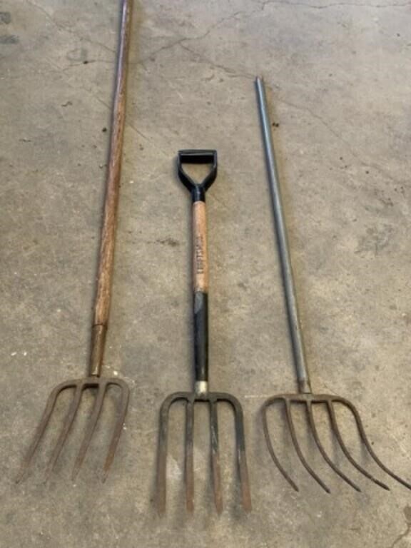 Manure Fork And Roof Fork 3 Pc Lot