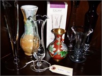 Bud vase lot: Cloisonné vase, amethyst vase,