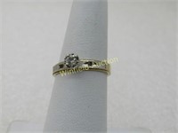 Vintage 14kt Diamond & Ruby Engagement Ring, Sz. 1