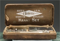 Antique 1918 Gillette WWI Khaki Safety Razor Set