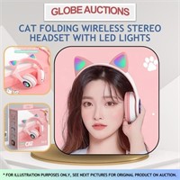 CAT FOLDING WIRELESS STEREO HEADSET W/ LED LIGHTS