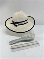 Vintage Ladies Hat and Brush/Comb Fancy Vanity