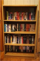 BOOKCASE W/LARGE SELECTION OF PAPERBACK BOOKS