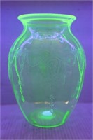 URANIUM GLASS 8" VASE