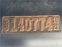 1921 OHIO LICENSE PLATE #140774 NICE