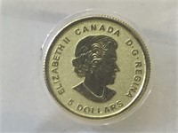 Sealed Gold Canadian $5 Maple Coin - 1/10 Ozt.