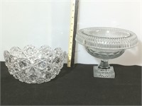 Pair of glass candy dishes, approx 9x6 inches