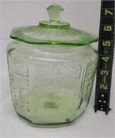 Green Depression Biscuit Jar (chipped)