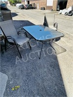 glass patio table & 6 chairs - 56 x 36