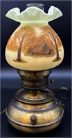 Fenton Cabin In The Woods Custard Colonial Lamp