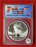 2016 Canada Silver $100 ANACS SP70 Canada Elk
