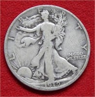 1919 D Walking Liberty Silver Half Dollar