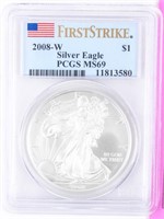 Coin 2008-W American Silver Eagle PCGS MS69