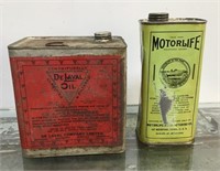 Pair of vintage DeLaval & Motorlife tins