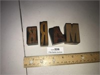 Antique Wood Print Blocks - M A R K