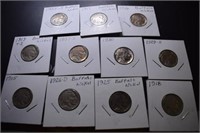 (11) Buffalo Nickels - Date Range 1913 T1 - 1937s