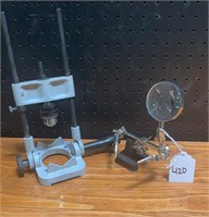 Sodering Clips & Magnifying Glass on Stand with