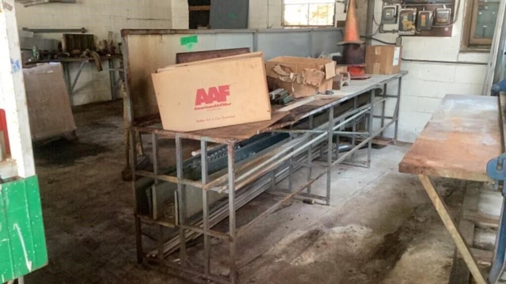 Metal Work Bench & contents 
34 in x 137 in