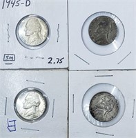 4 Silver War Nickels - 35% Silver