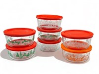 7 Pyrex glass 1 Qt. food storage containers