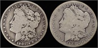 1901-S & 1904-S MORGAN DOLLARS VG