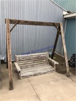 Wood frame w/wood seat for swing- no chain