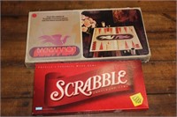 Scrabble and vintage backgammon board games