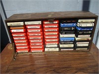 Wooden Speaker Case with 8 Track Tapes